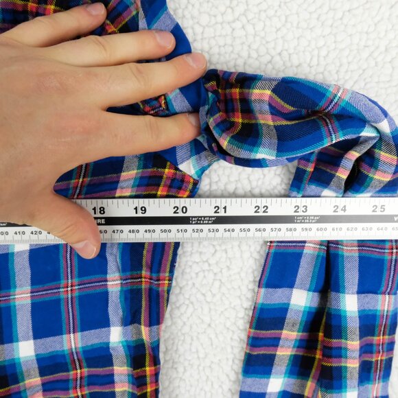 Super Dry Shirt Womens 12 Blue Red Plaid Button Up Long Sleeve Colorful - Picture 6 of 10